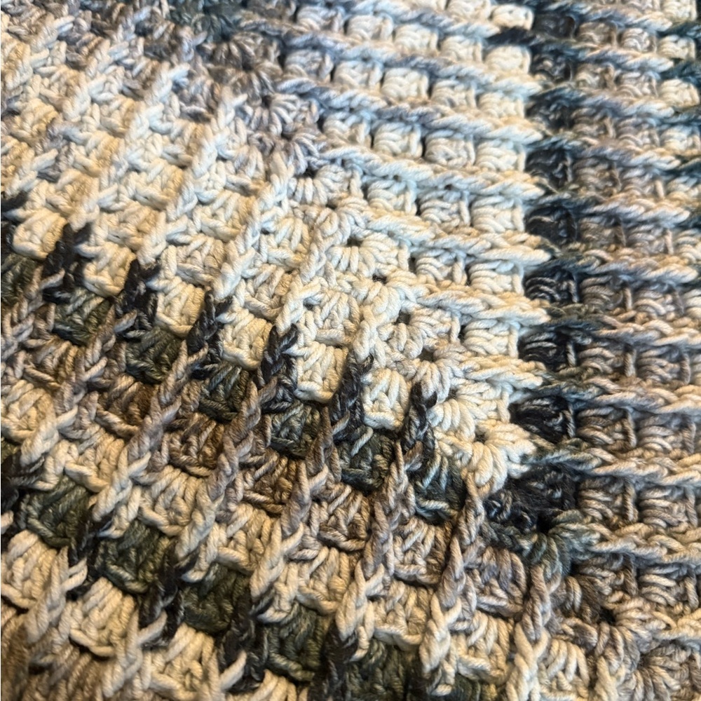 Handmade Cozy Crochet Poncho in Neutral Tones - Picture 5 of 5